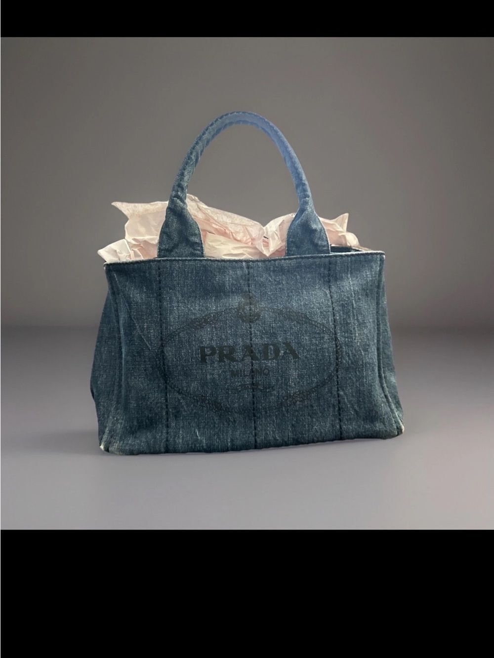Prada Canapa Blue Jean Denim Tote